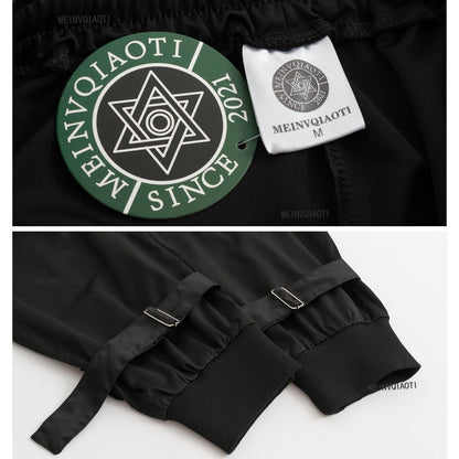Black Cargo Pants Loose Chained Multi-Pocket Multi-Zip Punk Goth Pants