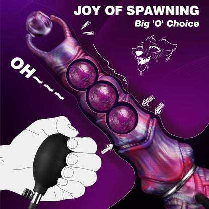 10" Monster Dildo Huge Ovipositor Dildo with 4 Eggs, Big Fantasy Anal Dildo | Horse Knot Dragon Dildo with Inflatable Pump, Dog Sex Toy with Strong Suction Cup, Silicone Alien Adult Toys for Women Men