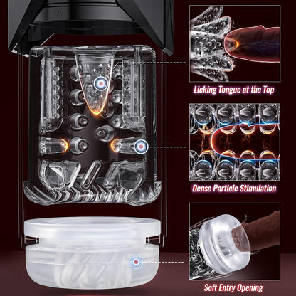 Male Masturbator Sex Toy for Men with Phone Holder Penis Pump | AI Sync 7 Sucking & 7 Thrusting Rotating Licking Mode, Waterproof Pocket Pussy Male Sex Toys with Suction Base Bath Item