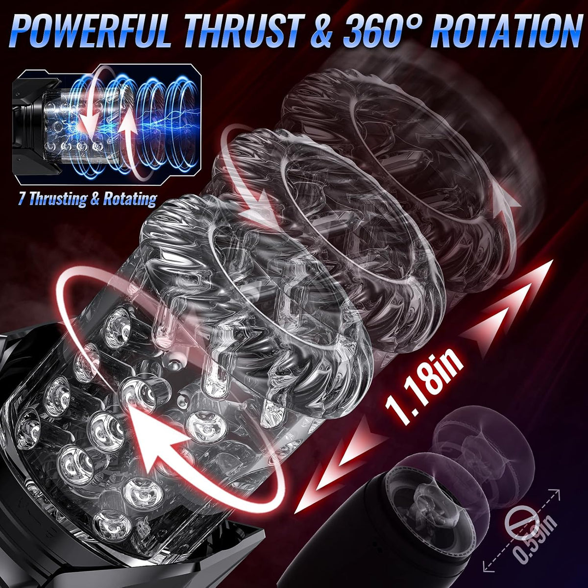 Male Masturbator Sex Toy for Men with Phone Holder Penis Pump | AI Sync 7 Sucking & 7 Thrusting Rotating Licking Mode, Waterproof Pocket Pussy Male Sex Toys with Suction Base Bath Item
