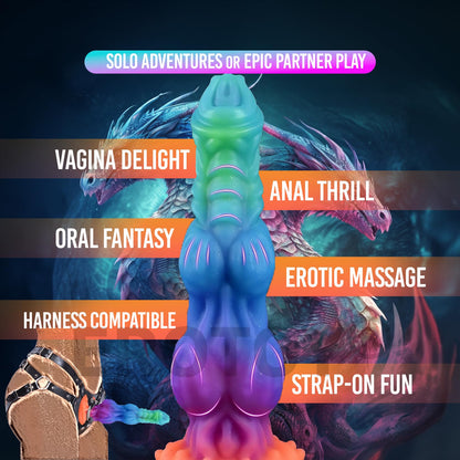 7.2" Fantasy Monster Dildo with Knot U & G-spot Dragon Dildo with Suction Cup, Long Anal Plug Adult Sex Toys & Games for Women Men Couples (DrakoPod)