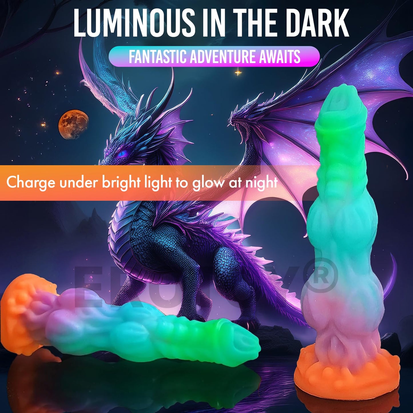 7.2" Fantasy Monster Dildo with Knot U & G-spot Dragon Dildo with Suction Cup, Long Anal Plug Adult Sex Toys & Games for Women Men Couples (DrakoPod)