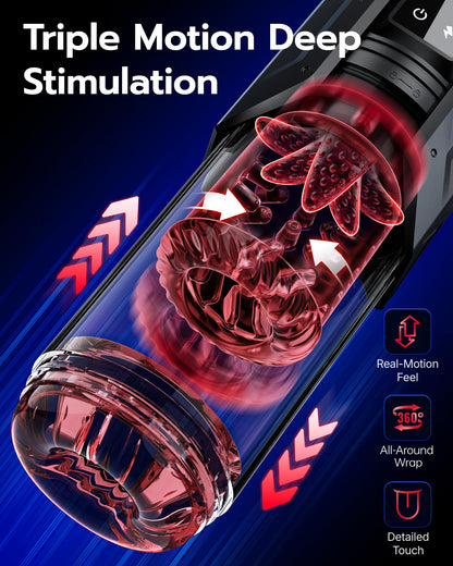Male Masturbator Sex Toy for Men with Phone Holder Penis Pump | AI Sync 7 Sucking & 7 Thrusting Rotating Licking Mode, Waterproof Pocket Pussy Male Sex Toys with Suction Base Bath Item