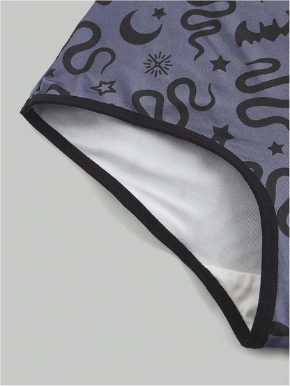 WDIRARA 5 Pack Goth Graphic Panties Boyshorts Mid Rise Shorts Briefs Boxer