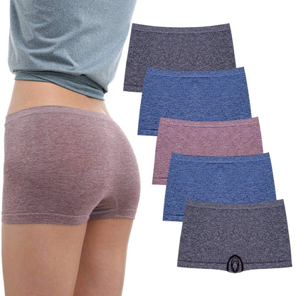 R RUXIA Boyshort Panties Seamless Nylon Underwear Stretch Boxer Briefs 5 Pack