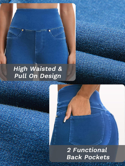 Stretchy Jeans for Women High Waisted Jeggings Tummy Control Slim Fit Jeans Pull On with Pockets Stylish Casual