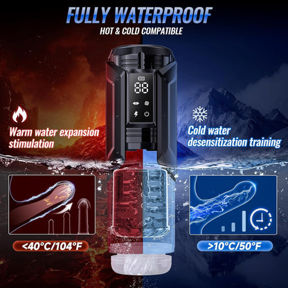 Male Masturbator Sex Toy for Men with Phone Holder Penis Pump | AI Sync 7 Sucking & 7 Thrusting Rotating Licking Mode, Waterproof Pocket Pussy Male Sex Toys with Suction Base Bath Item