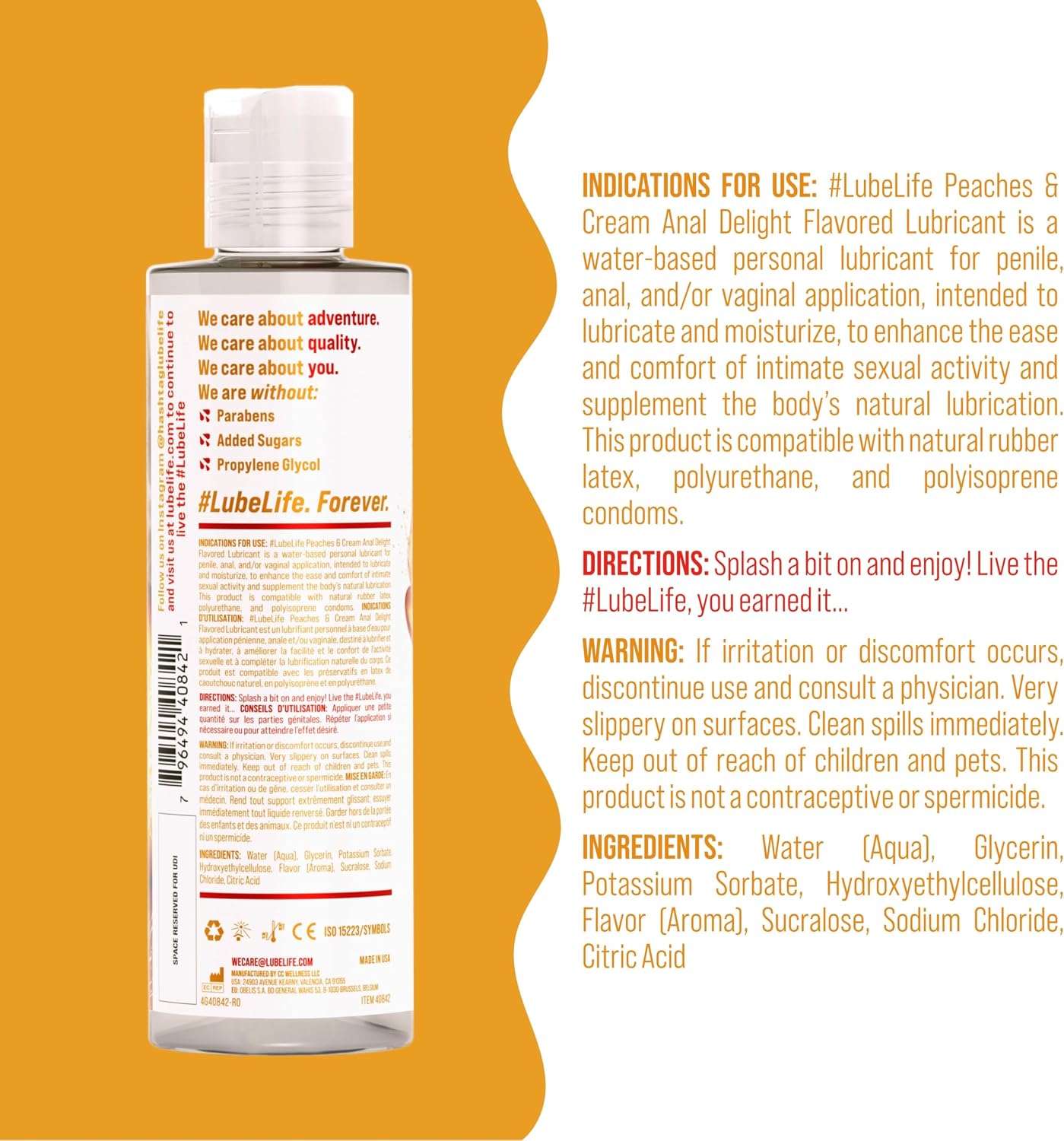LUBELIFE Water Based 3X Anal Lube, Personal Lubricant, 12 Fl Oz | Extra thick anal glide with triple cushion, non-sticky water-based formula, toy and condom compatible, smooth confident glide