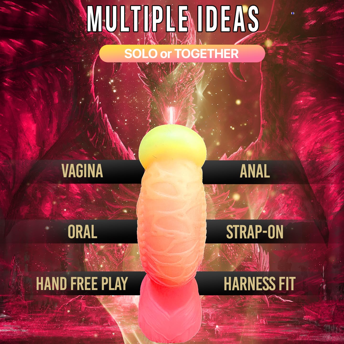 7.2" Fantasy Monster Dildo with Knot U & G-spot Dragon Dildo with Suction Cup, Long Anal Plug Adult Sex Toys & Games for Women Men Couples (DrakoPod)