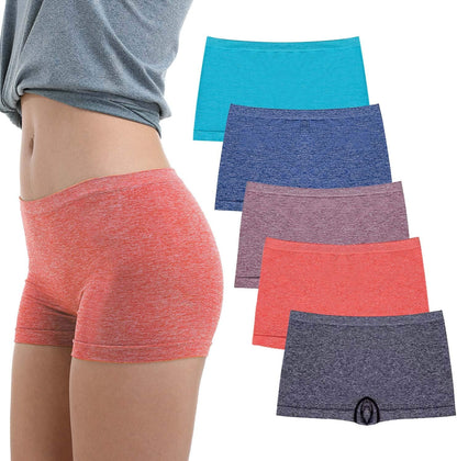 R RUXIA Boyshort Panties Seamless Nylon Underwear Stretch Boxer Briefs 5 Pack