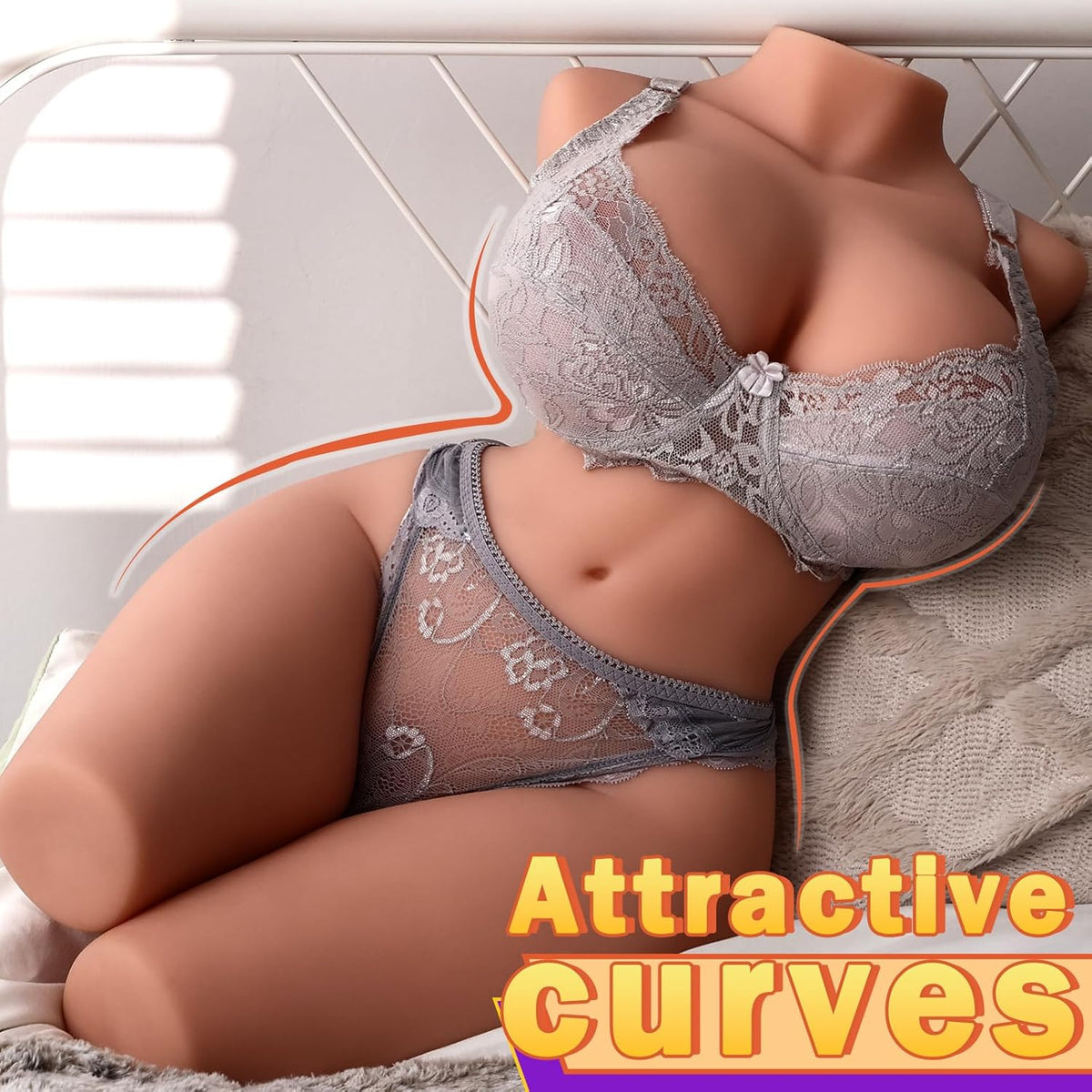 37LB Sex Doll Torso for Men, Life Size Female Sex Dolls, Big Boobs | Realistic TPE Male Masturbator with Soft Big Butt, Vaginal & Anal Channel and Built-in Skeleton