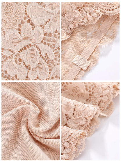 Boao 3 Pieces Women's Floral Lace Tube Top Bandeau Strapless Bras Seamless Stretchy Chest Wrap
