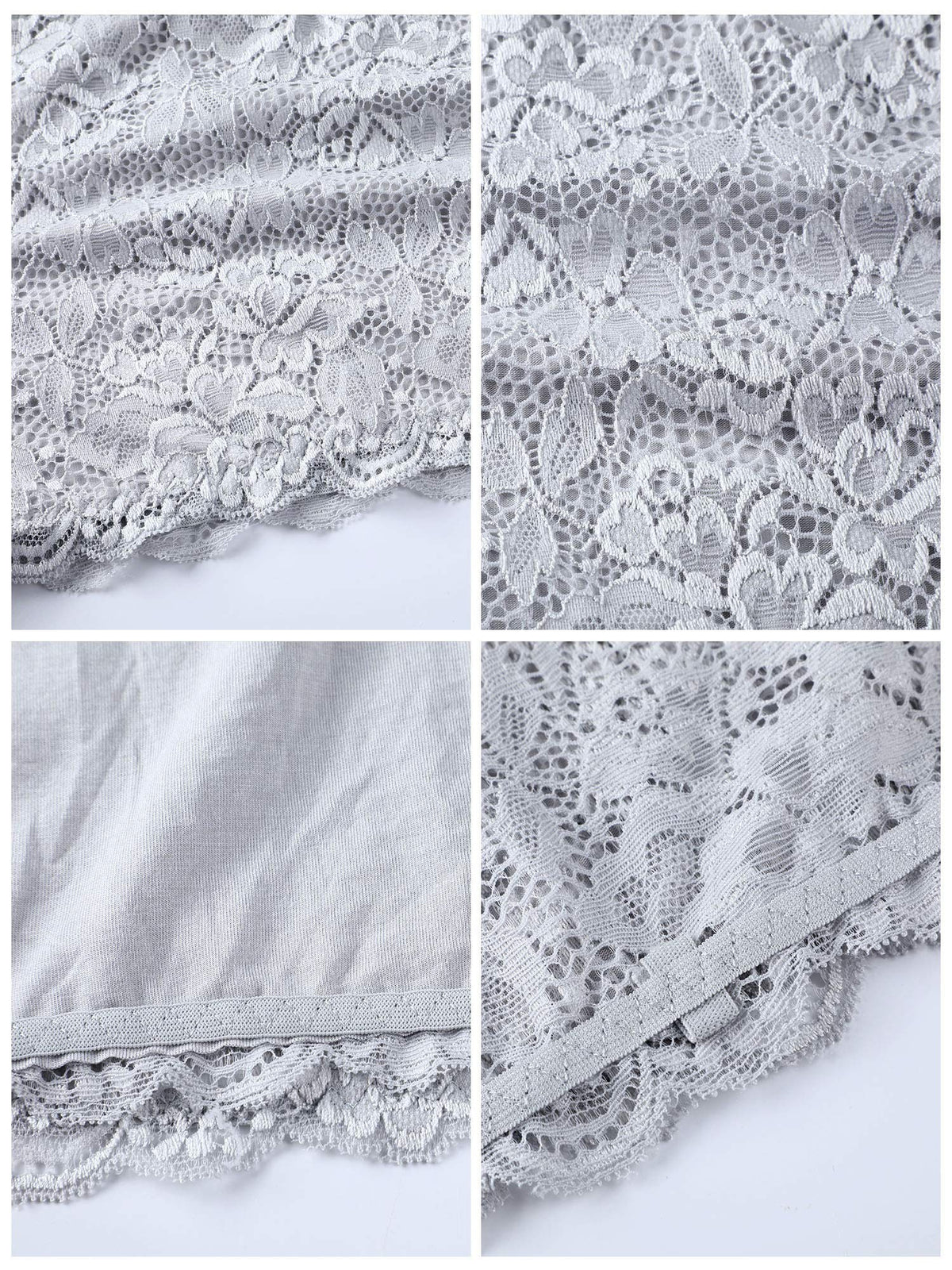 Boao 3 Pieces Women's Floral Lace Tube Top Bandeau Strapless Bras Seamless Stretchy Chest Wrap